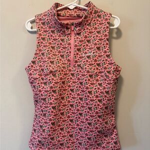 Barstool Sports Floral Printed Sleeveless Quarter Zip Tank Top